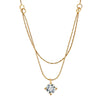 Wholesale Women's Geometric Fourclaw Zircon Pendant Necklace With Real Gold Plating And Calendering Chain