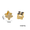 Wholesale Women's Geometric Fourleaf Clover Doublesided Earrings Made Of Copper With Gold Plating