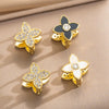 Wholesale Women's Geometric Fourleaf Clover Doublesided Earrings Made Of Copper With Gold Plating