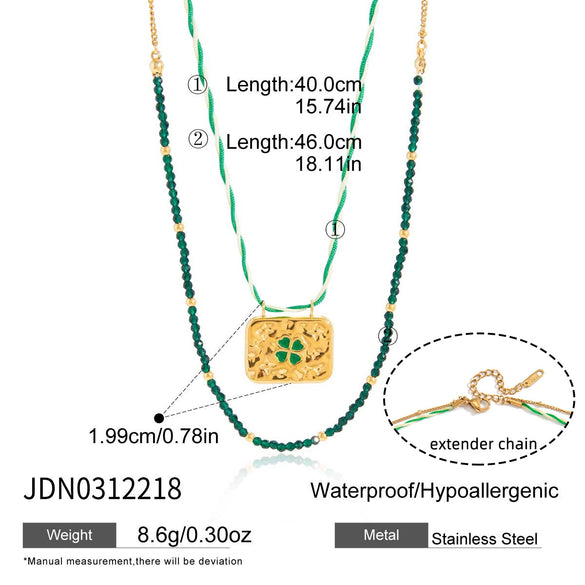 Wholesale Women's Geometric Fourleaf Clover Stainless Steel Necklace With Vacuum Real Gold Plating