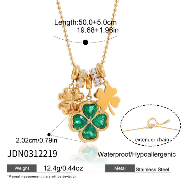 Wholesale Women's Geometric Fourleaf Clover Stainless Steel Necklace With Vacuum Real Gold Plating