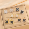 Wholesale Women's Geometric Fourleaf Clover Titanium Steel Diamond Crystal Earrings Trendy Jewelry