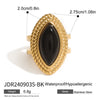 Wholesale Women's Geometric French Retro Stainless Steel Agate Inlaid Horse Eye Shaped Ring Jewelry