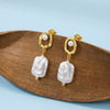 Wholesale Women's Geometric Freshwater Pearl And Zirconia 925 Silver Earrings
