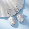 Wholesale Women's Geometric Freshwater Pearl And Zirconia 925 Silver Earrings