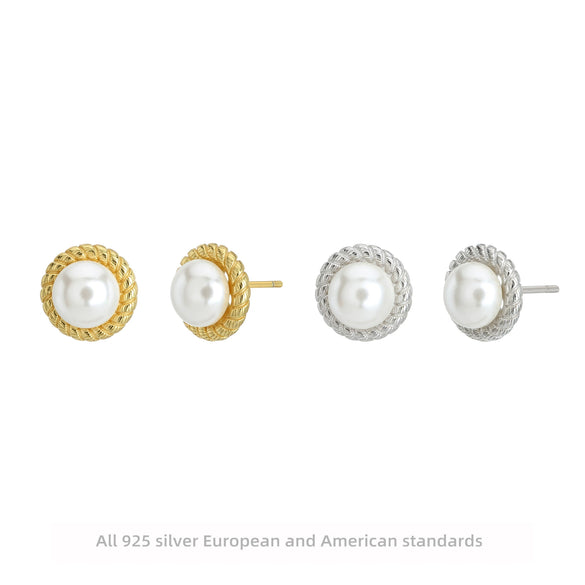 Wholesale Women's Geometric Freshwater Pearl S925 Sterling Silver Earrings