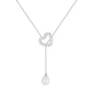 Wholesale Women's Geometric Freshwater Pearl 925 Silver Electroplated Cross Chain Heart Necklace