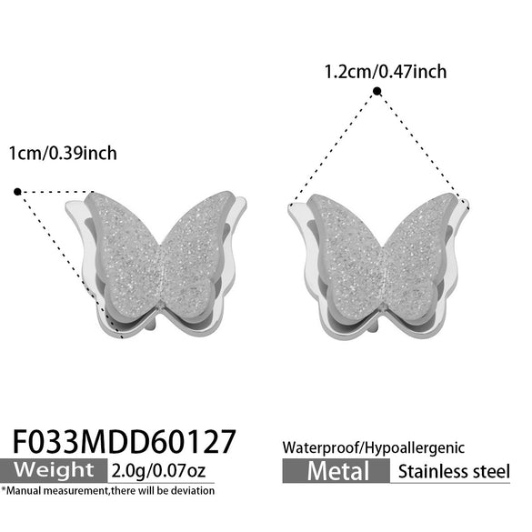 Wholesale Women's Geometric Frosted Butterfly Stainless Steel Goldplated Earrings Niche Style