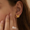 Wholesale Women's Geometric Frosted Butterfly Stainless Steel Goldplated Earrings Niche Style