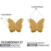 Wholesale Women's Geometric Frosted Butterfly Stainless Steel Goldplated Earrings Niche Style