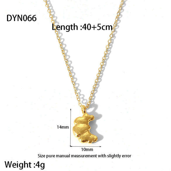 Wholesale Women's Geometric Fruit Food Style Croissant Pendant Necklace Made Of Stainless Steel And Titanium Steel With Electroplating