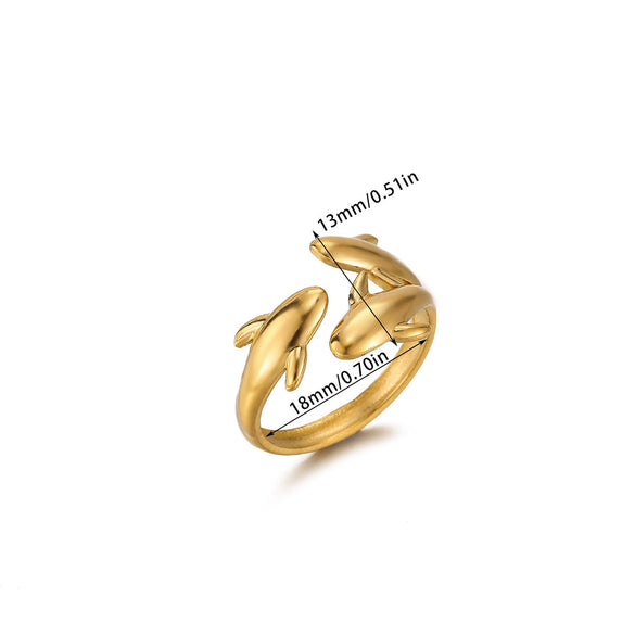 Wholesale Women's Geometric Fruit Stainless Steel Ring Inlaid With 18K Gold Light Luxury Style Accessories