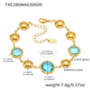 Wholesale Women's Geometric Glass Stone Stainless Steel Goldplated Stitching Bracelet Hand Jewelry