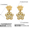 Wholesale Women's Geometric Gold Claw Print Stainless Steel Electroplated Earrings With Zircon
