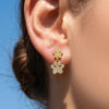 Wholesale Women's Geometric Gold Claw Print Stainless Steel Electroplated Earrings With Zircon