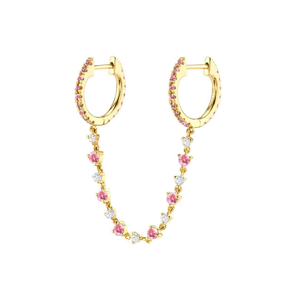 Wholesale Women's Geometric Gold Inlaid Silver Needle And Copper Earring With Double Ring Ear Buckle