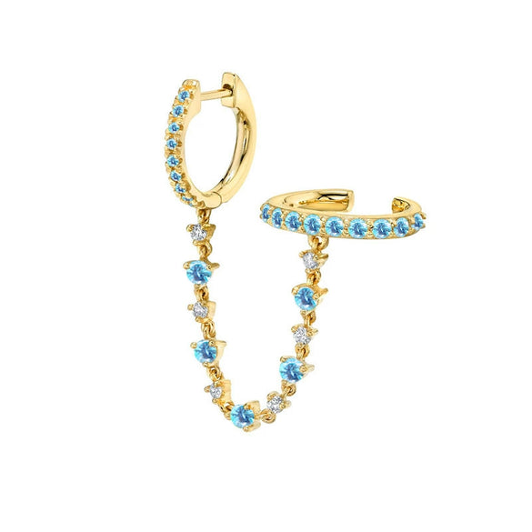Wholesale Women's Geometric Gold Inlaid Silver Needle And Copper Earring With Double Ring Ear Buckle