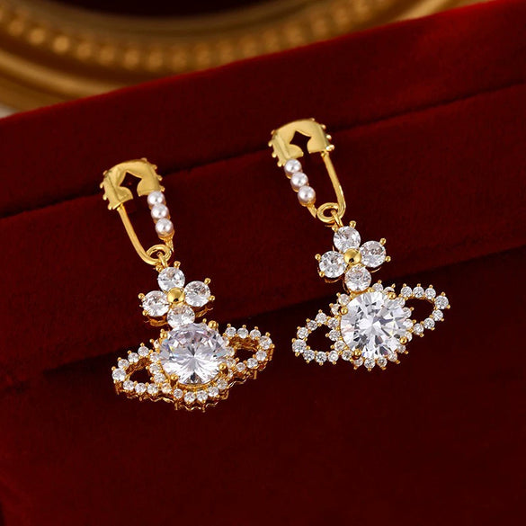 Wholesale Women's Geometric Gold Plated Copper Earrings Light Luxury Style