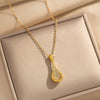 Wholesale Women's Geometric Gold Plated Copper Fanshaped Pendant Necklace With O Word Chain Light Luxury Style