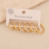 Wholesale Women's Geometric Gold Plated Rhinestone Plain Hoop Titanium Steel And Stainless Steel Earrings
