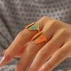 Wholesale Women's Geometric Gold Plated Stainless Steel Angel Wing Ring Jewelry Accessories