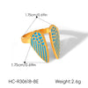 Wholesale Women's Geometric Gold Plated Stainless Steel Angel Wing Ring Jewelry Accessories