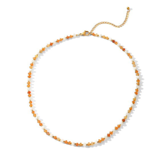 Wholesale Women's Geometric Gold Plated Stainless Steel Bead Chain Necklace