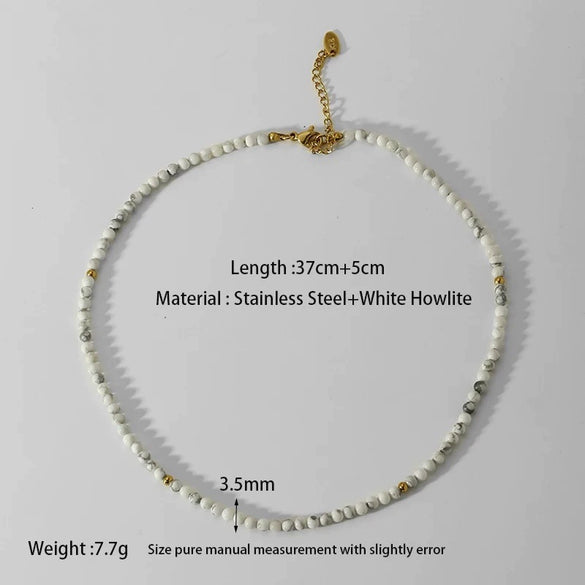 Wholesale Women's Geometric Gold Plated Stainless Steel Beaded Layered Necklace With Snake Chain
