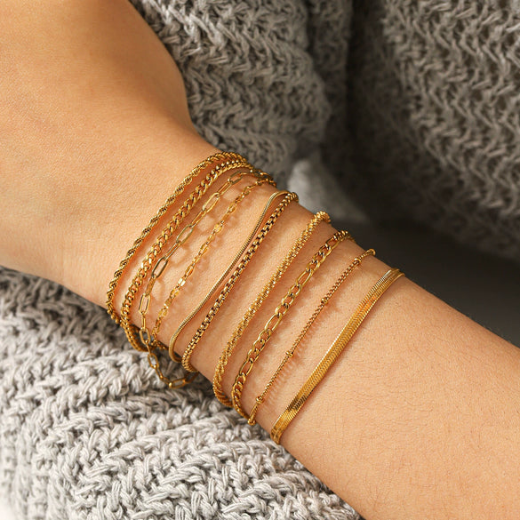 Wholesale Women's Geometric Gold Plated Stainless Steel Bracelet In Ins Style