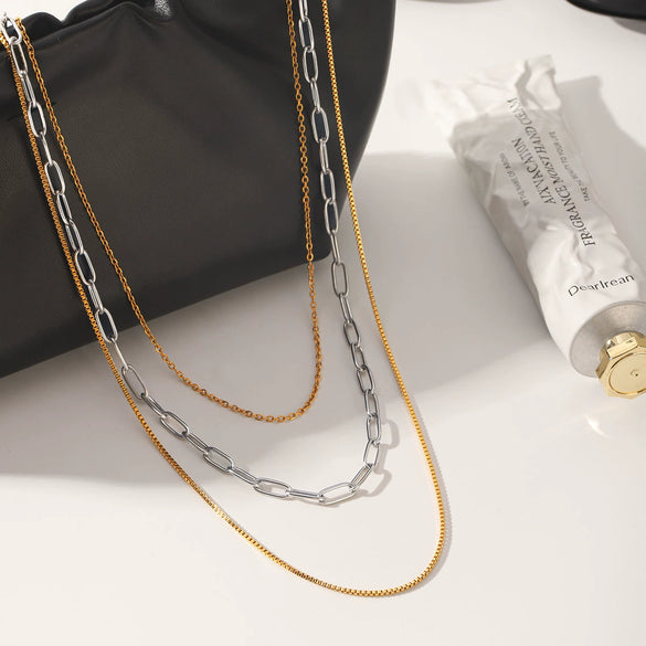 Wholesale Women's Geometric Gold Plated Stainless Steel Necklace