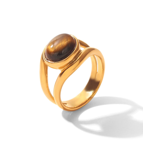 Wholesale Women's Geometric Gold Plated Stainless Steel Ring