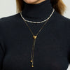Wholesale Women's Geometric Gold Plated Stainless Steel Snake Bone Chain Heart Tassel Pullout Necklace