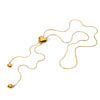Wholesale Women's Geometric Gold Plated Stainless Steel Snake Bone Chain Heart Tassel Pullout Necklace