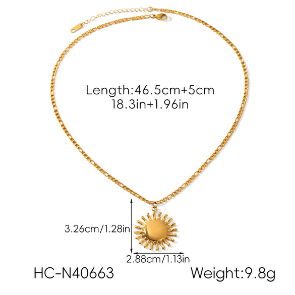 Wholesale Women's Geometric Gold Plated Stainless Steel Sunflower Necklace Minimalist Ins Style Jewelry