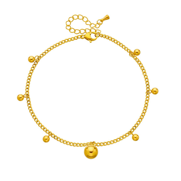 Wholesale Women's Geometric Goldplated Titanium Steel Ball Anklet Accessories