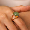 Wholesale Women's Geometric Green Aventurine Stone Ring Made Of Stainless Steel With Electroplating