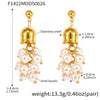 Wholesale Women's Geometric Green Aventurine Stone Tassel 316L Stainless Steel Electroplated Earrings