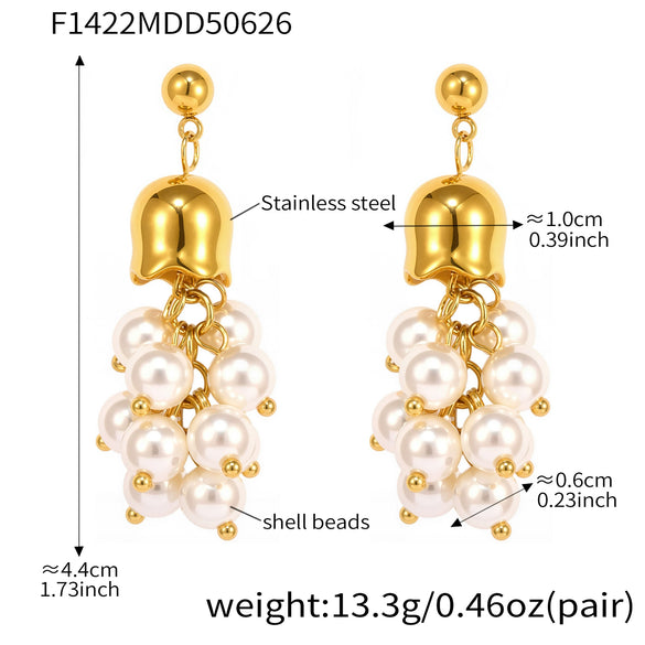 Wholesale Women's Geometric Green Aventurine Stone Tassel 316L Stainless Steel Electroplated Earrings