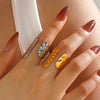Wholesale Women's Geometric Hammer Pattern Stainless Steel Open Ring With 18K Goldplated Electroplating