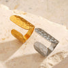 Wholesale Women's Geometric Hammer Pattern Stainless Steel Open Ring With 18K Goldplated Electroplating