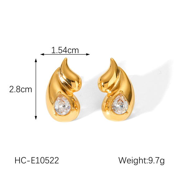Wholesale Women's Geometric Hammered Stainless Steel Electroplated Water Drop Earrings