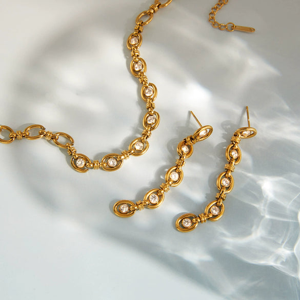 Wholesale Women's Geometric Handmade Vacuum Real Gold Plated Stainless Steel Earrings
