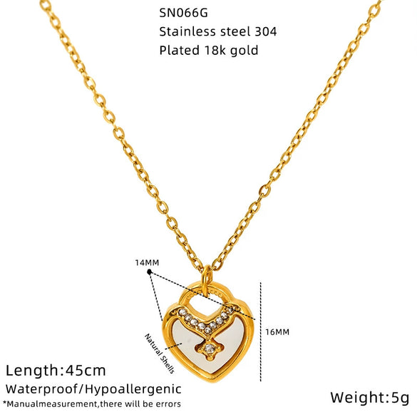 Wholesale Women's Geometric Heart And Flower Pattern Electroplated Titanium Steel Cross Chain Necklace