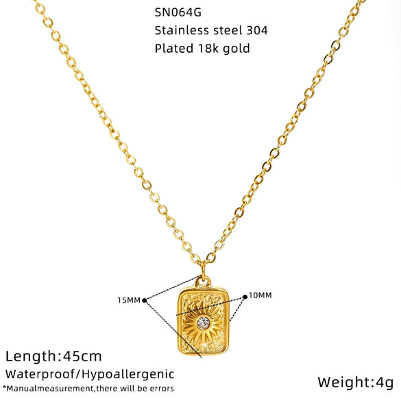 Wholesale Women's Geometric Heart And Flower Pattern Electroplated Titanium Steel Cross Chain Necklace