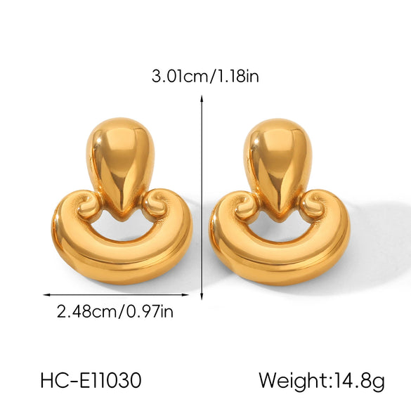 Wholesale Women's Geometric Heart Electroplated Stainless Steel Earrings