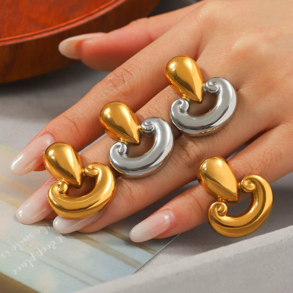 Wholesale Women's Geometric Heart Electroplated Stainless Steel Earrings