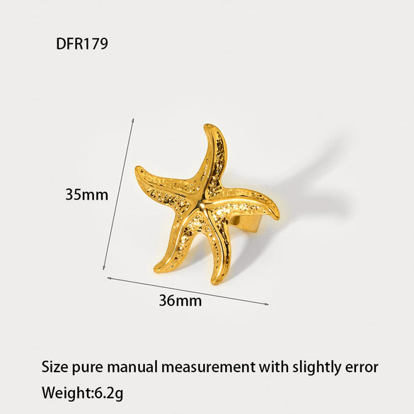 Wholesale Women's Geometric Heart Flower Rhombus Animal Zodiac Stainless Steel 18K Gold Plated Ring Jewelry