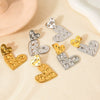 Wholesale Women's Geometric Heart Pendant Earrings Stainless Steel 18K Gold Plated Hammered Irregular Jewelry