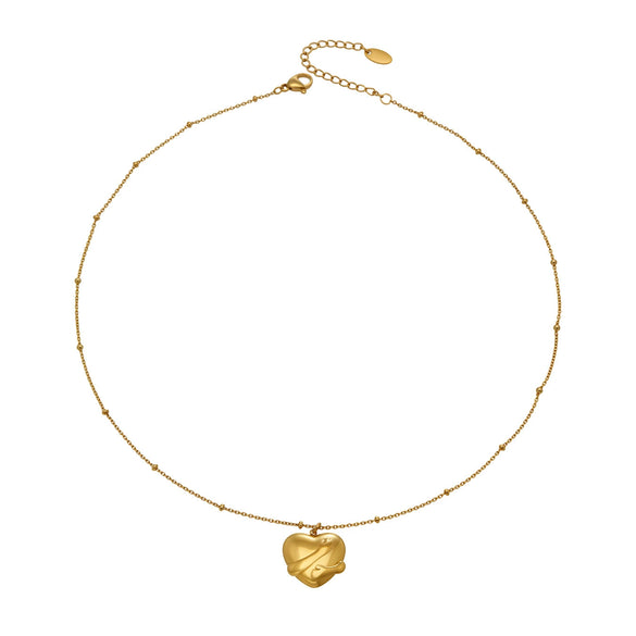 Wholesale Women's Geometric Heart Pendant Stainless Steel Goldplated Necklace