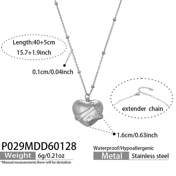 Wholesale Women's Geometric Heart Pendant Stainless Steel Goldplated Necklace